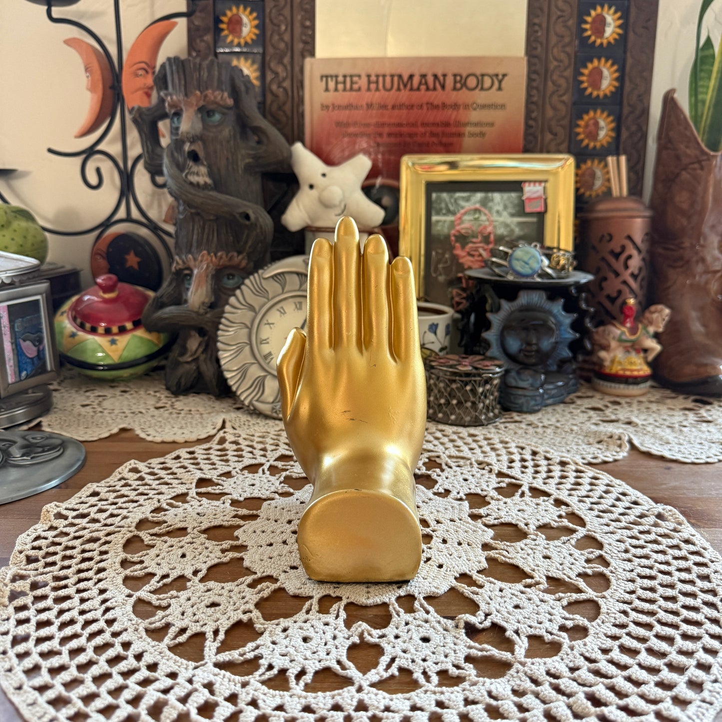 unique handmade vintage whimsical hand bookend jewelry holder collectable