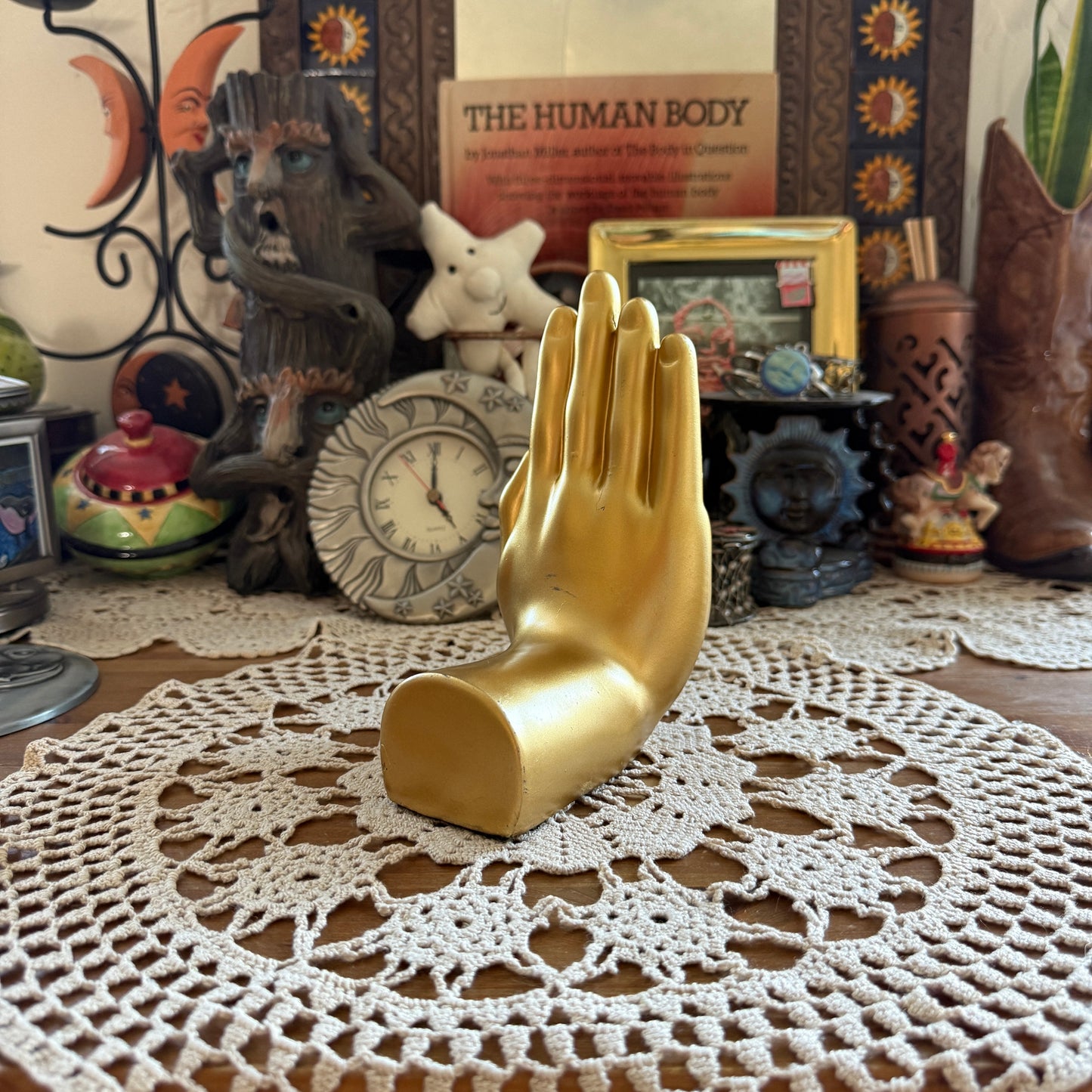 unique handmade vintage whimsical hand bookend jewelry holder collectable