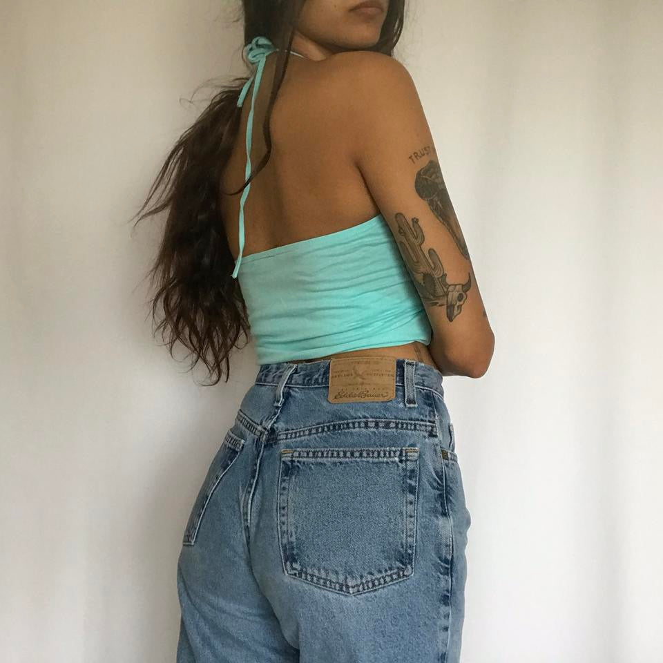 unique vintage whimsy 90s y2k embroidered halter top