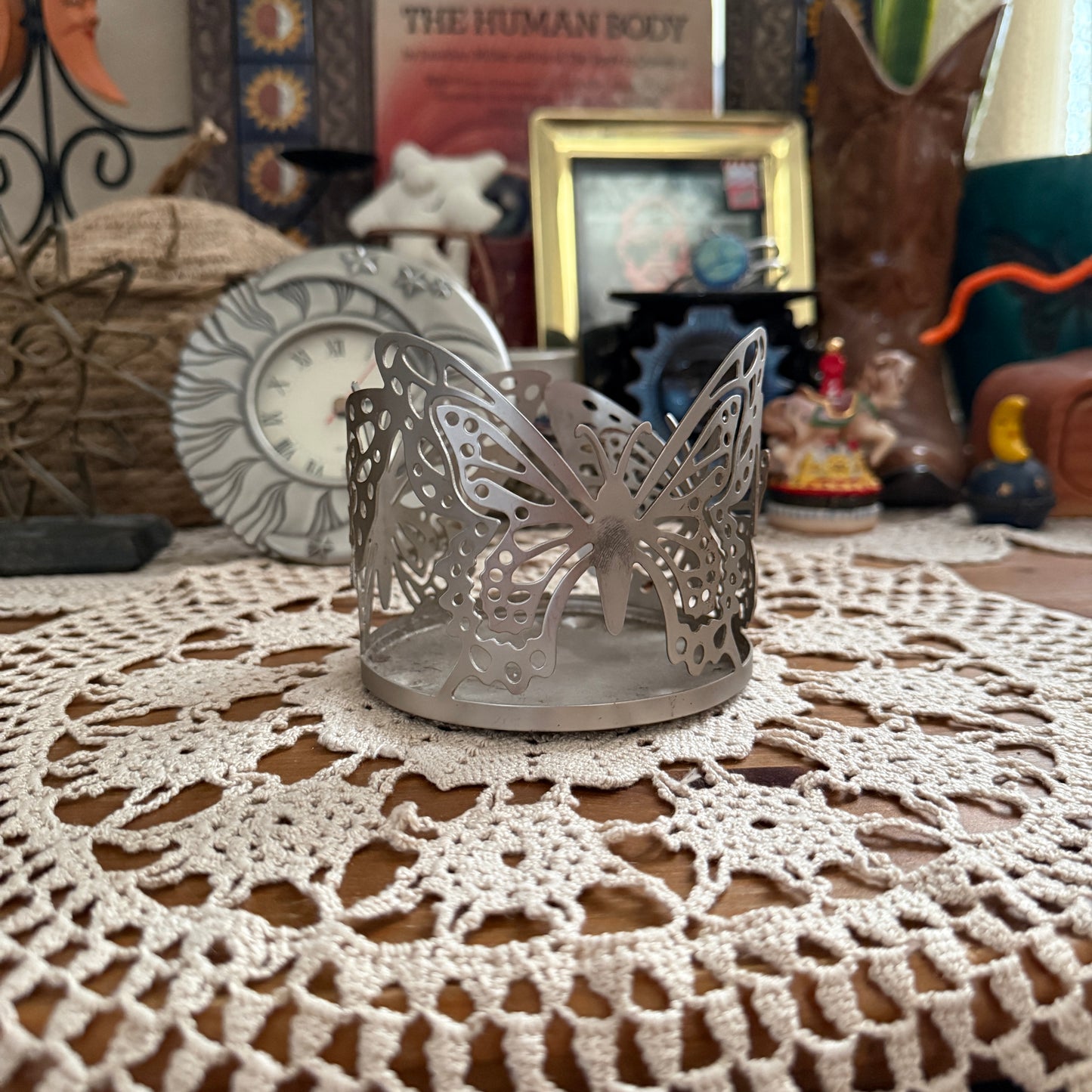 unique vintage whimsical butterfly candle holder