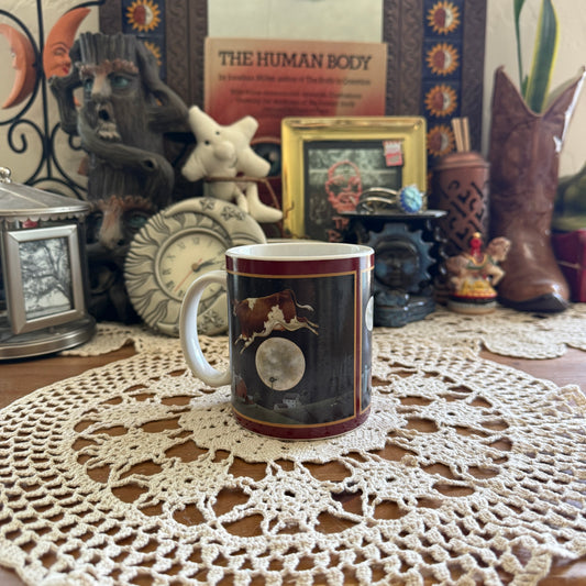 unique vintage whimsical cow moon mug