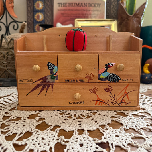 unique handmade vintage whimsical folk art trinket box