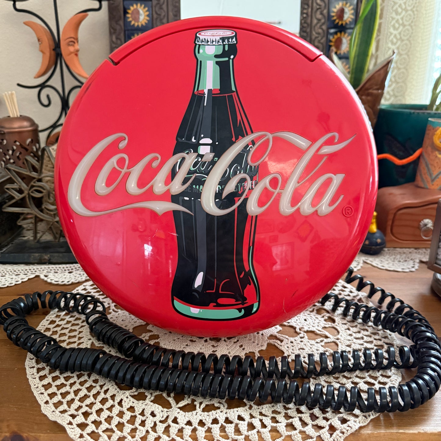 unique vintage whimsical 90s y2k COCA COLA disc phone collectable wall decor