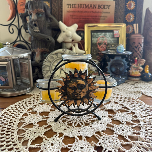 unique vintage whimsical celestial sun candle holder