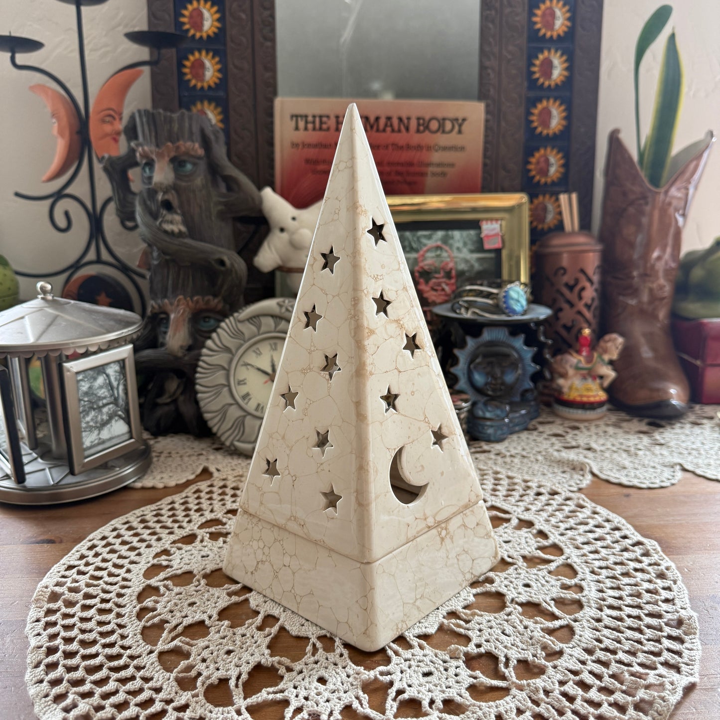 unique vintage whimsical celestial moon stars candle holder