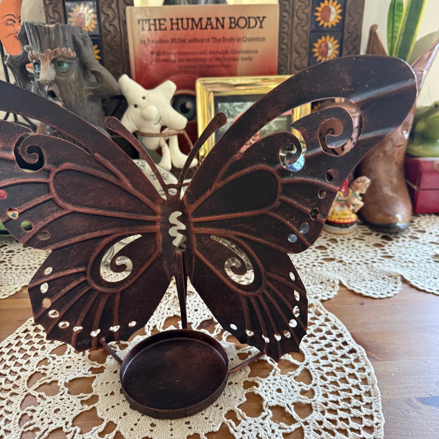 unique vintage whimsical butterfly candle holder