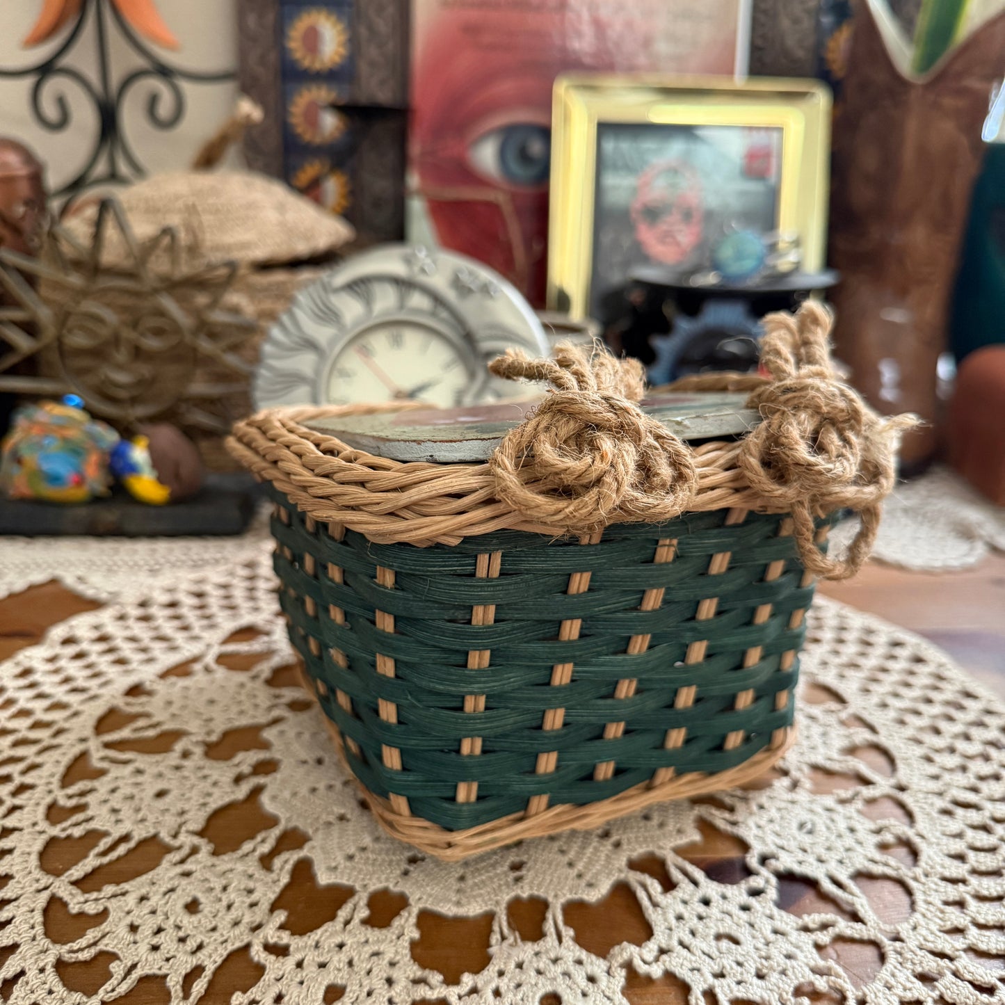 unique vintage whimsical wicker basket