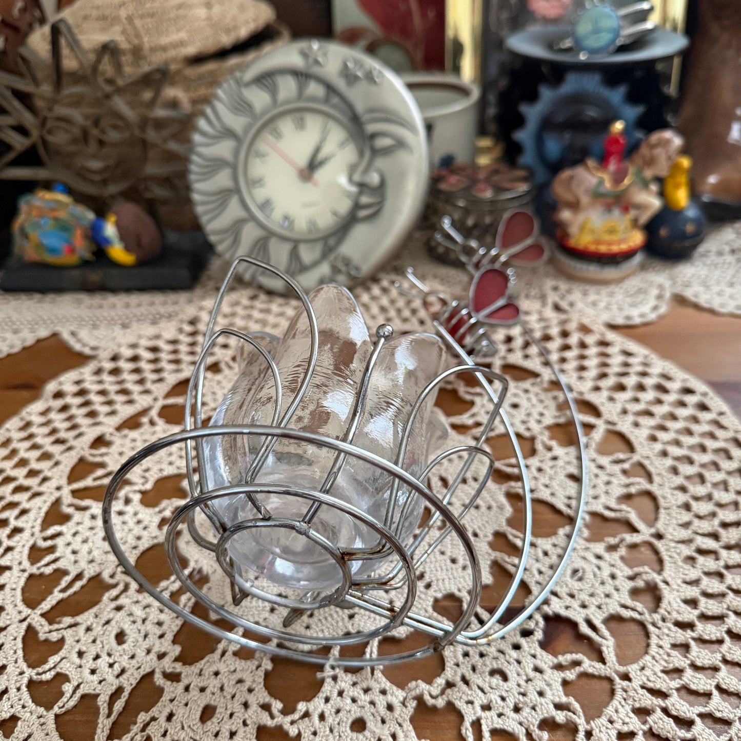 unique vintage whimsical stained glass candle holder