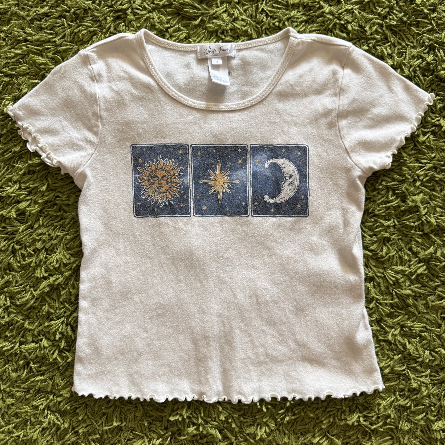 unique vintage whimsical 90s y2k celestial graphic baby tee