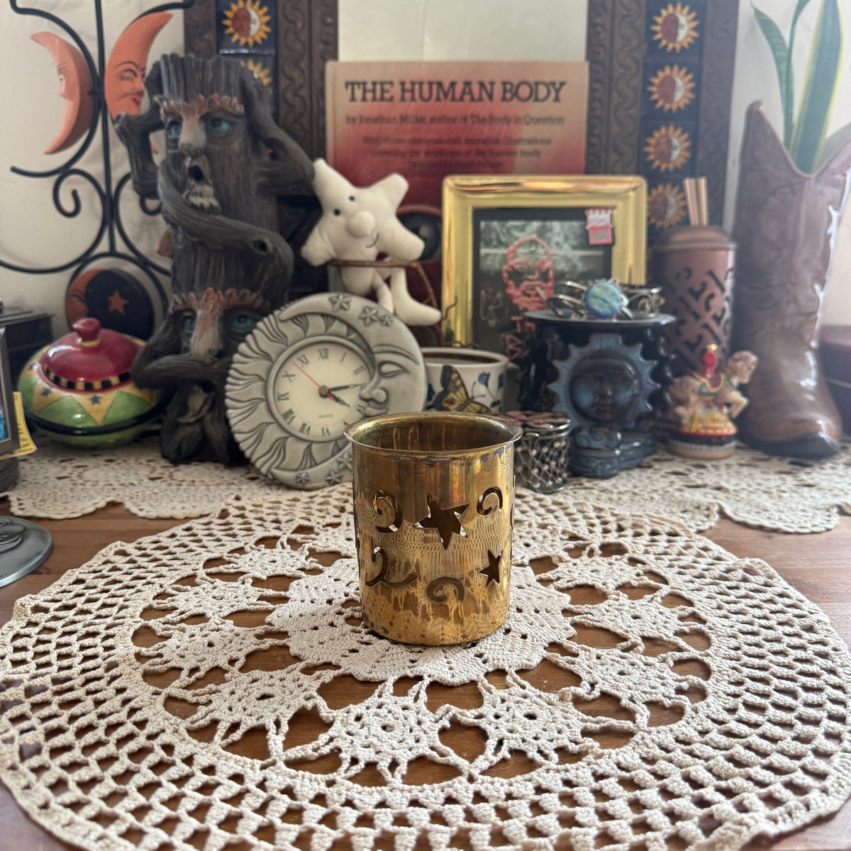 unique vintage whimsical celestial star candle holder