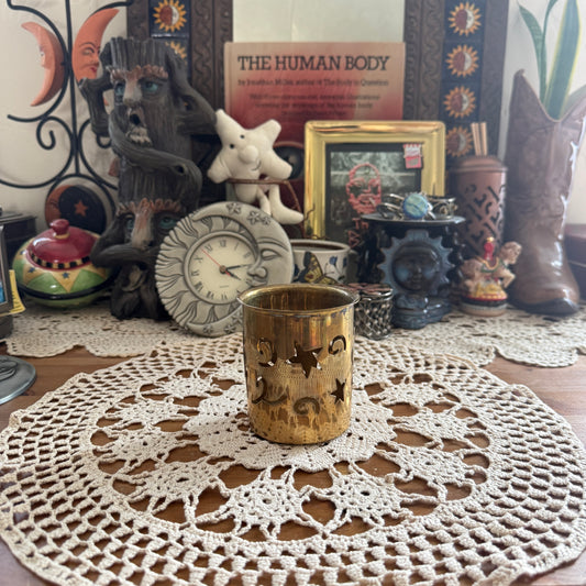 unique vintage whimsical celestial star candle holder