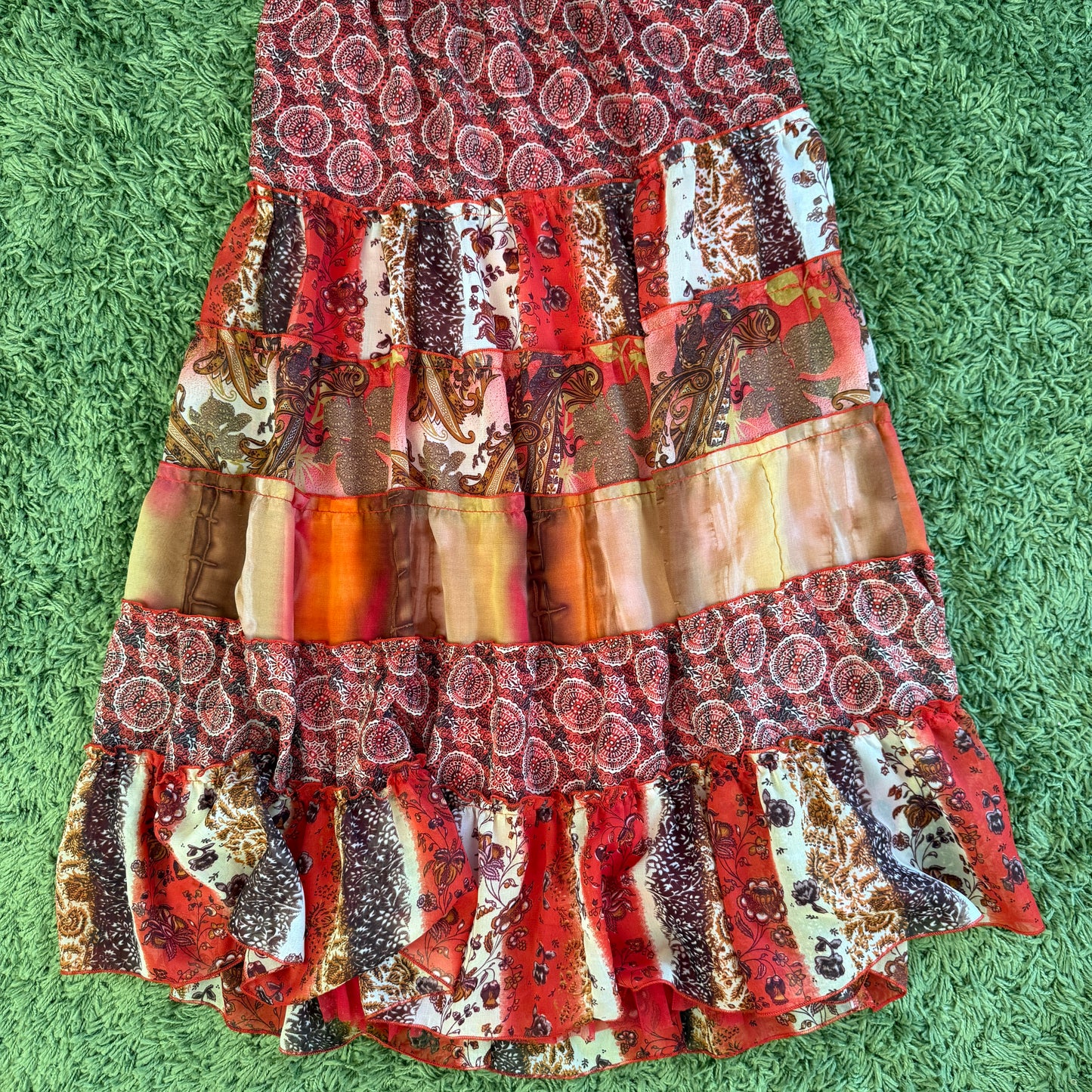 unique vintage whimsy 90s y2k KAKTUS tiered maxi skirt