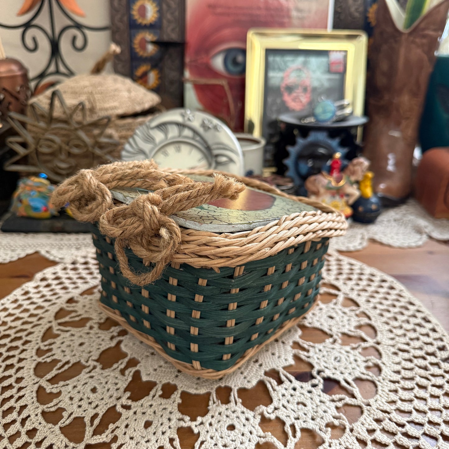 unique vintage whimsical wicker basket