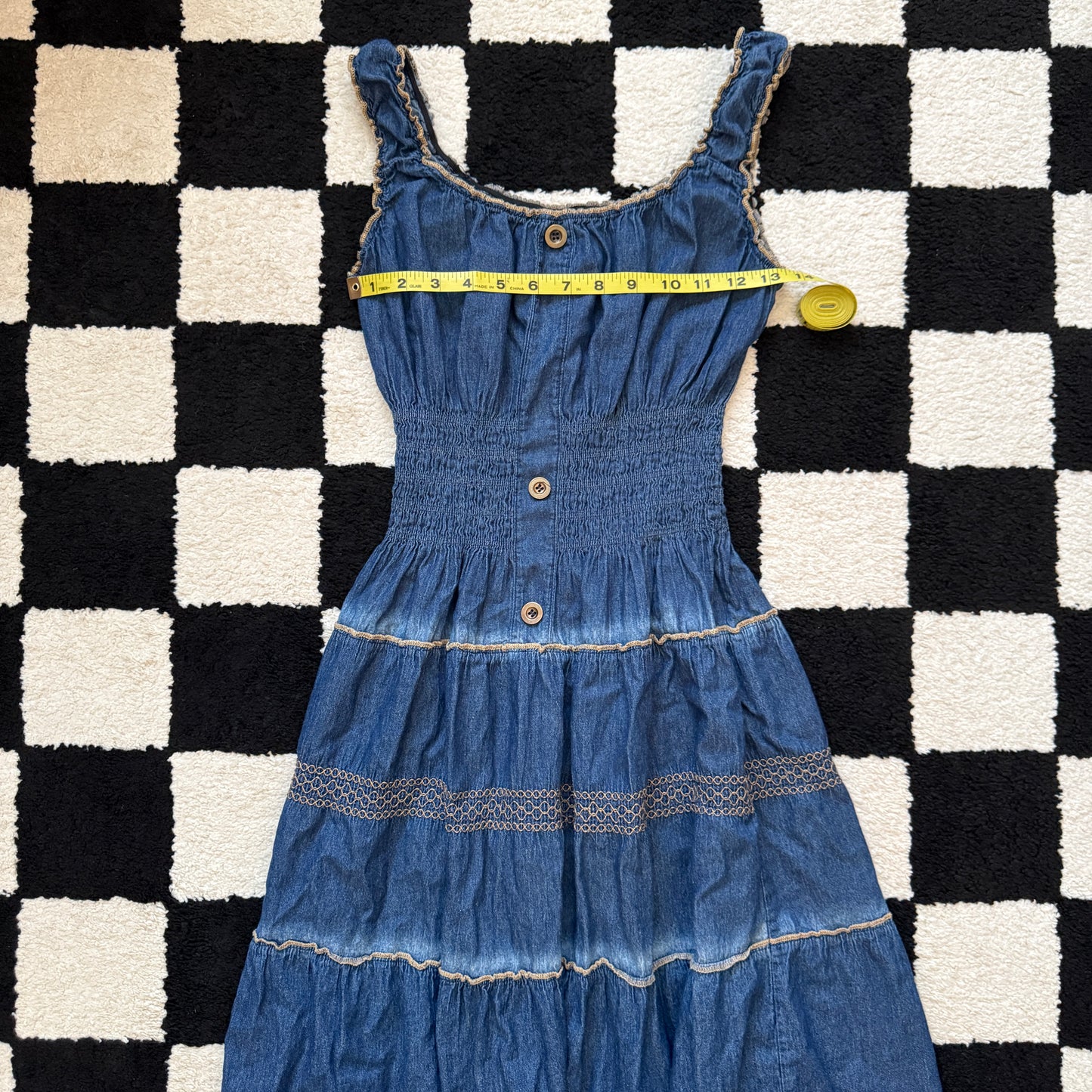 unique vintage whimsy 90s y2k denim maxi dress