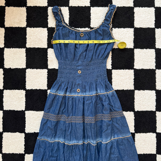 unique vintage whimsy 90s y2k denim maxi dress