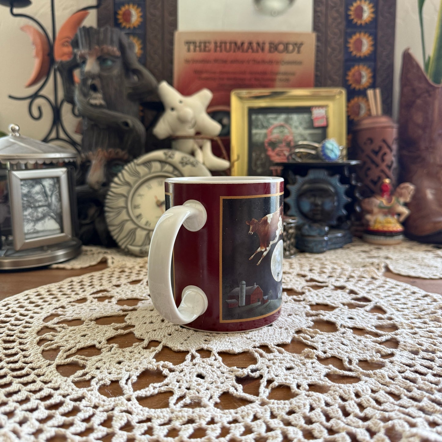 unique vintage whimsical cow moon mug