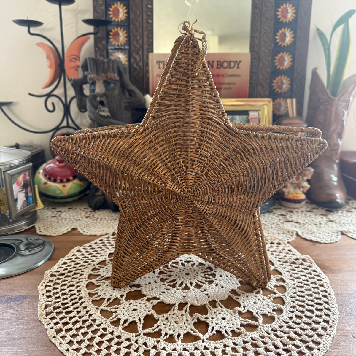 unique vintage whimsical celestial star wicker basket