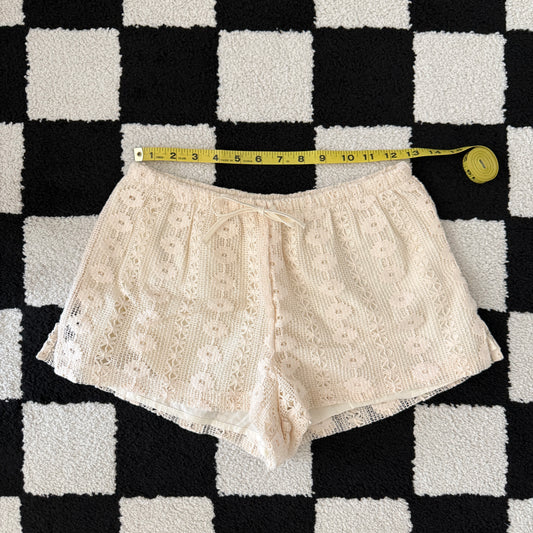 unique whimsical 90s y2k lace lounge shorts