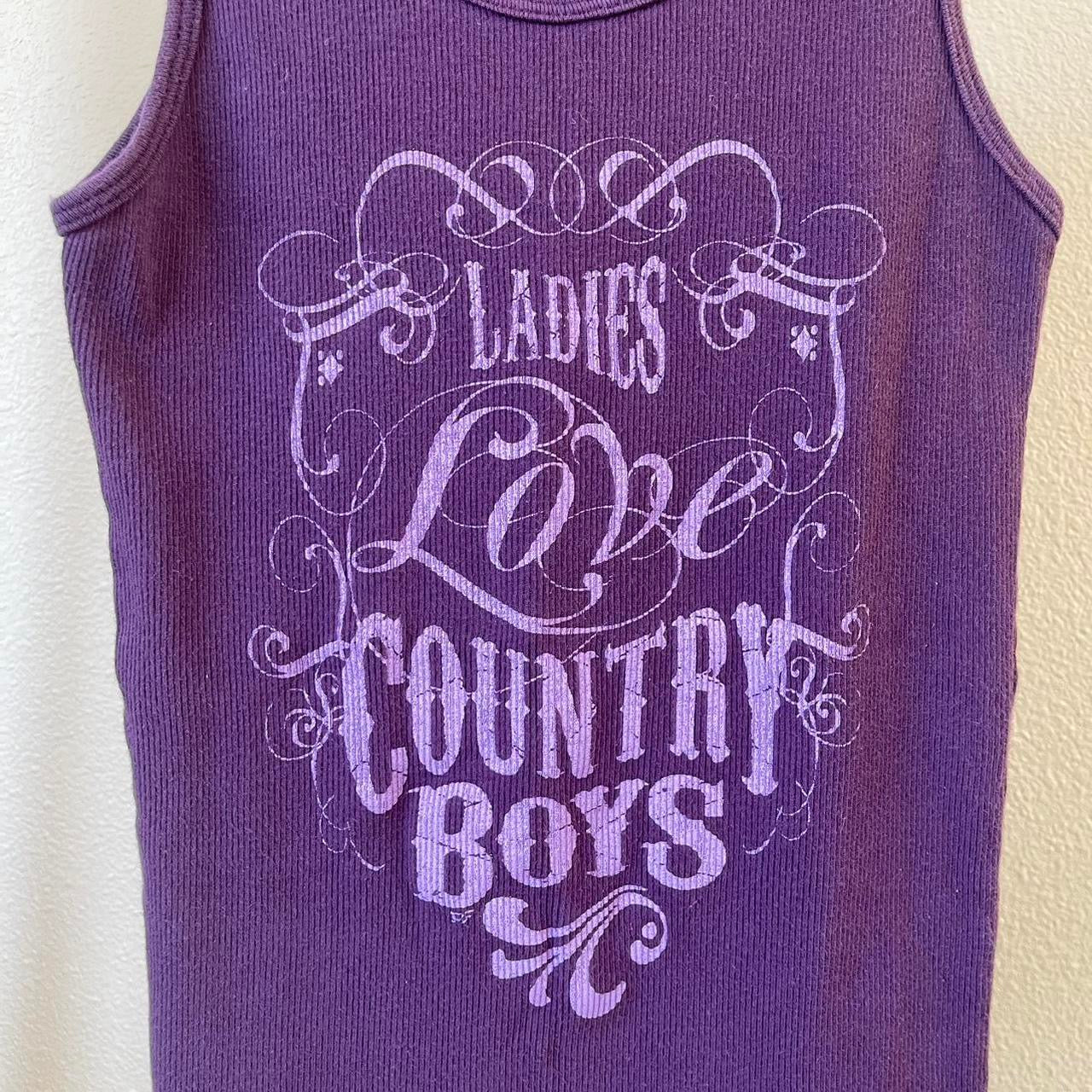 ribbed “ladies love country boys” graphic tank top