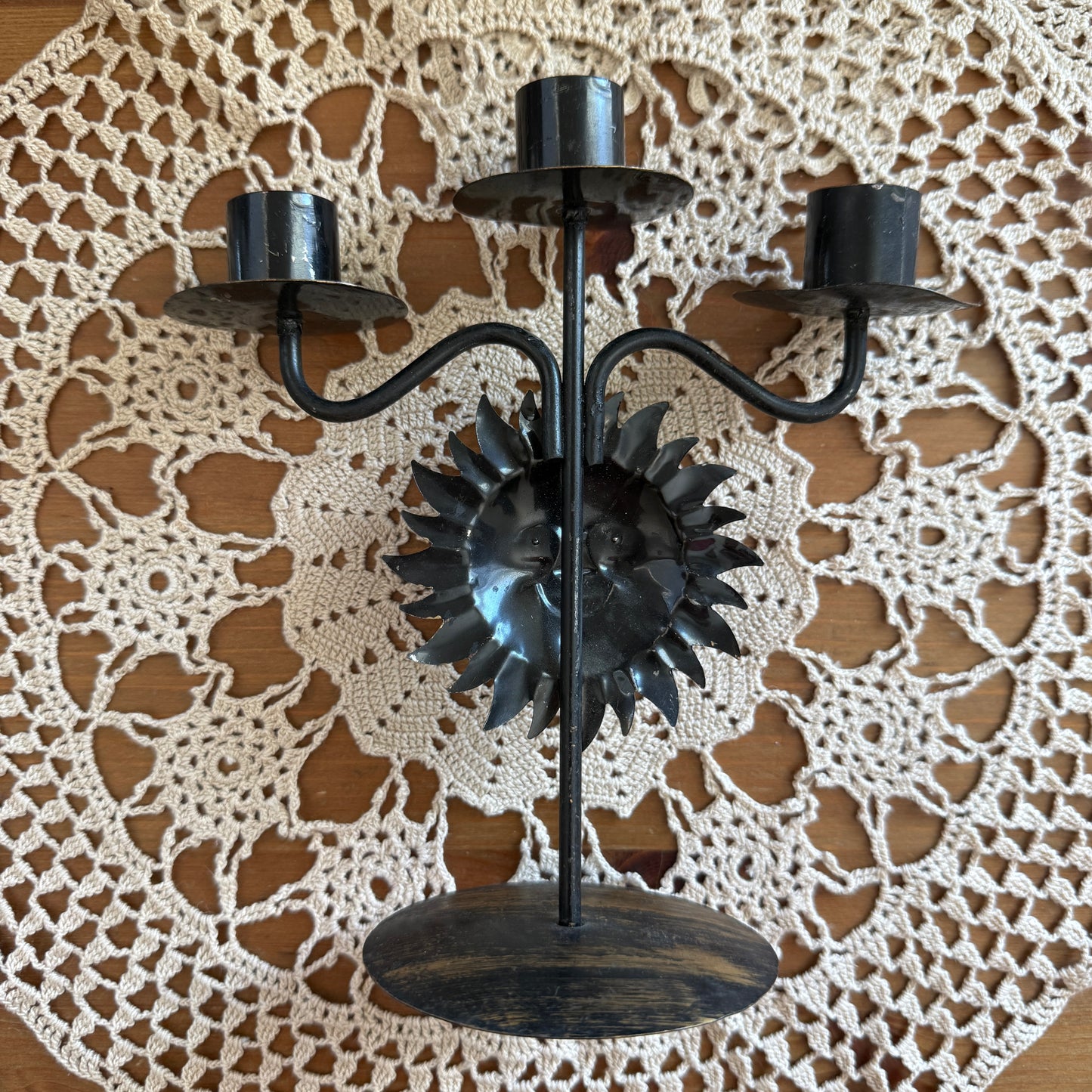 unique vintage whimsical celestial sun candle holder