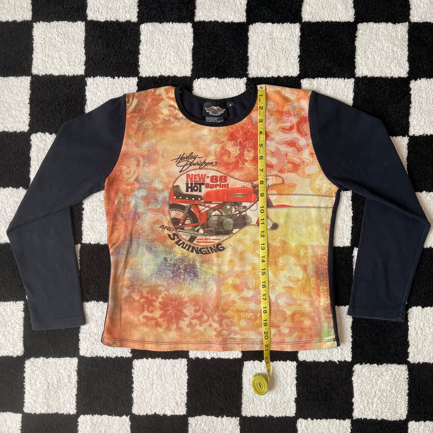 unique vintage whimsy 90s y2k HARLEY DAVIDSON graphic sleeved top