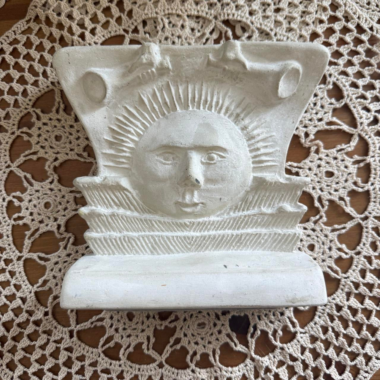 unique handmade vintage whimsical celestial sun bookend collectable