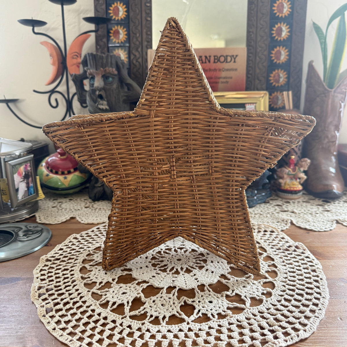 unique vintage whimsical celestial star wicker basket