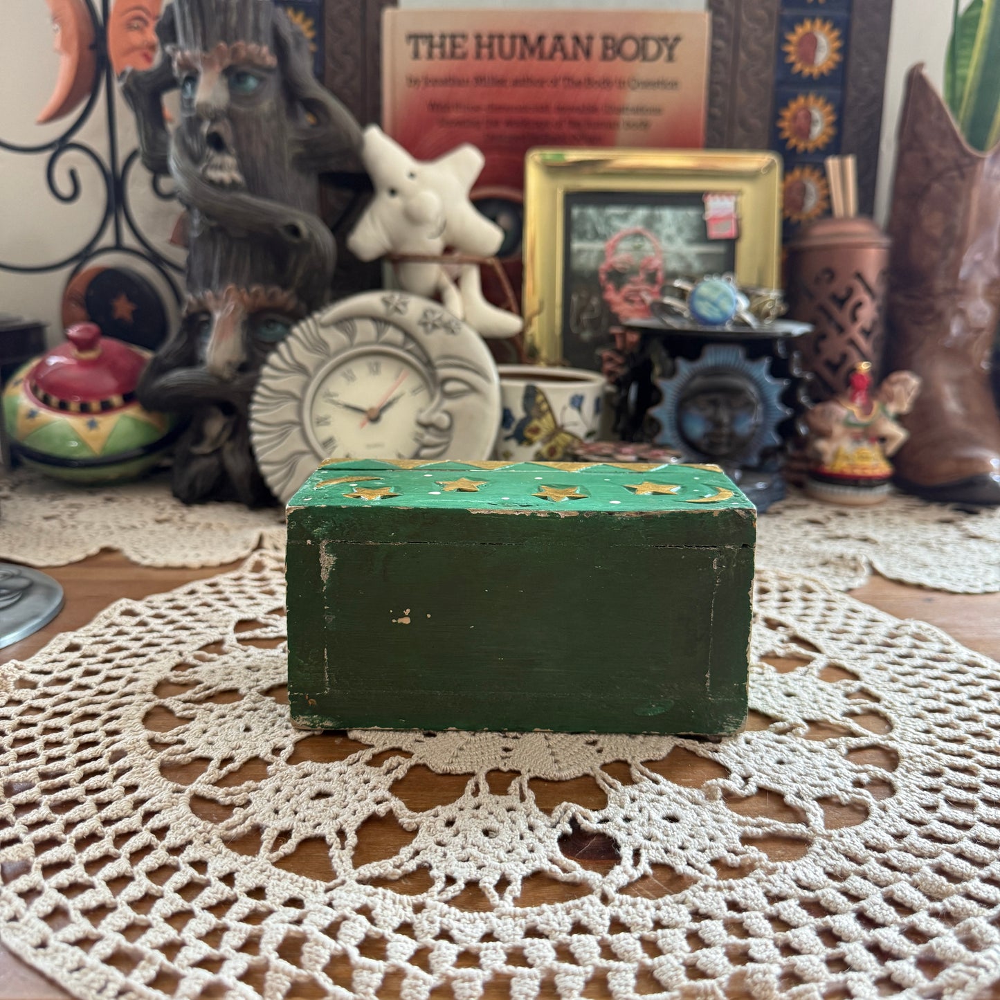 unique vintage whimsical celestial moon folk art trinket jewelry box