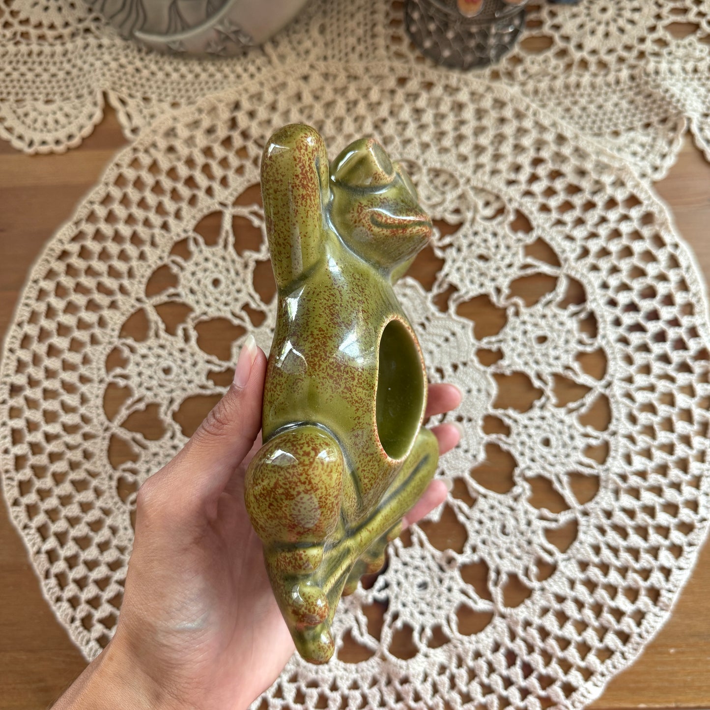 unique vintage whimsical frog candle holder