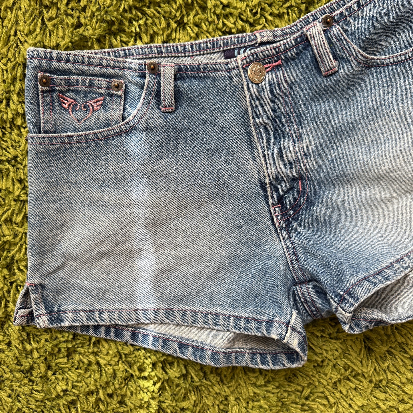 unique vintage whimsy 90s y2k ANGELS denim shorts