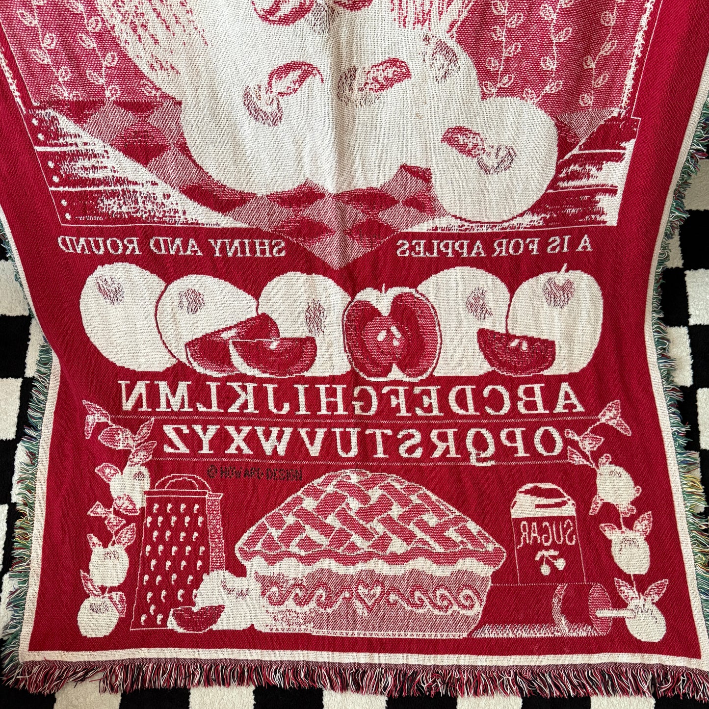 unique handmade vintage whimsy 90s y2k knit tapestry blanket