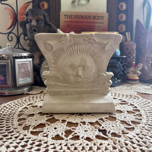 unique handmade vintage whimsical celestial sun bookend collectable