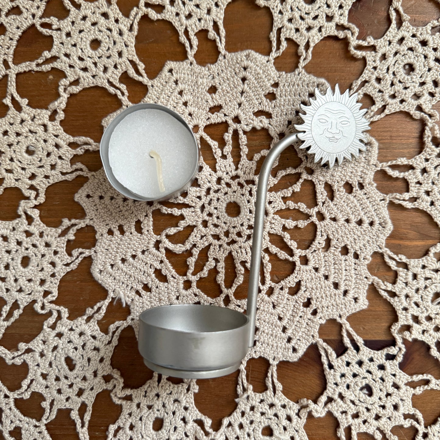 unique vintage whimsical celestial sun candle holder