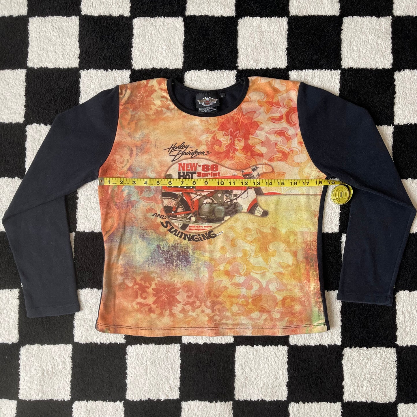 unique vintage whimsy 90s y2k HARLEY DAVIDSON graphic sleeved top