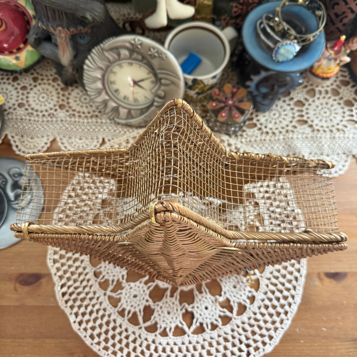 unique vintage whimsical celestial star wicker basket