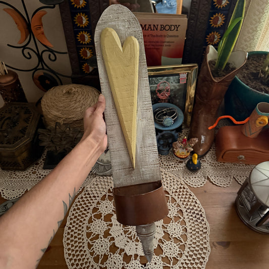 unique handmade vintage whimsical folk art candle holder