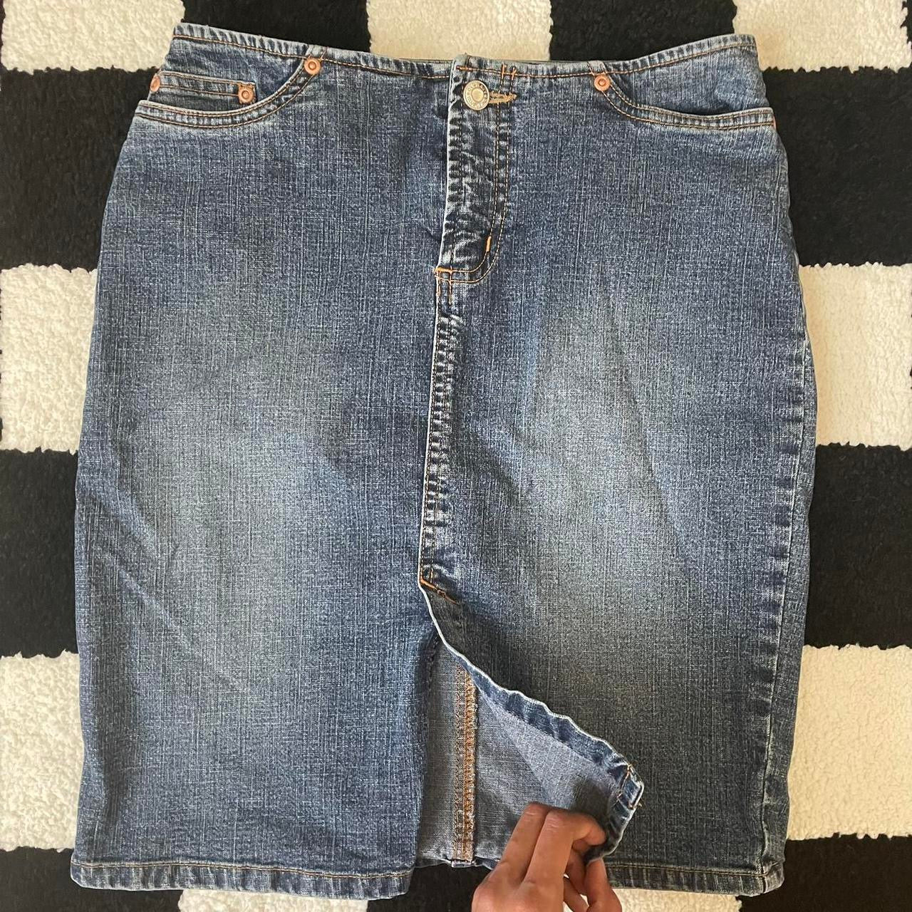 vintage whimsy 90s y2k denim midi skirt