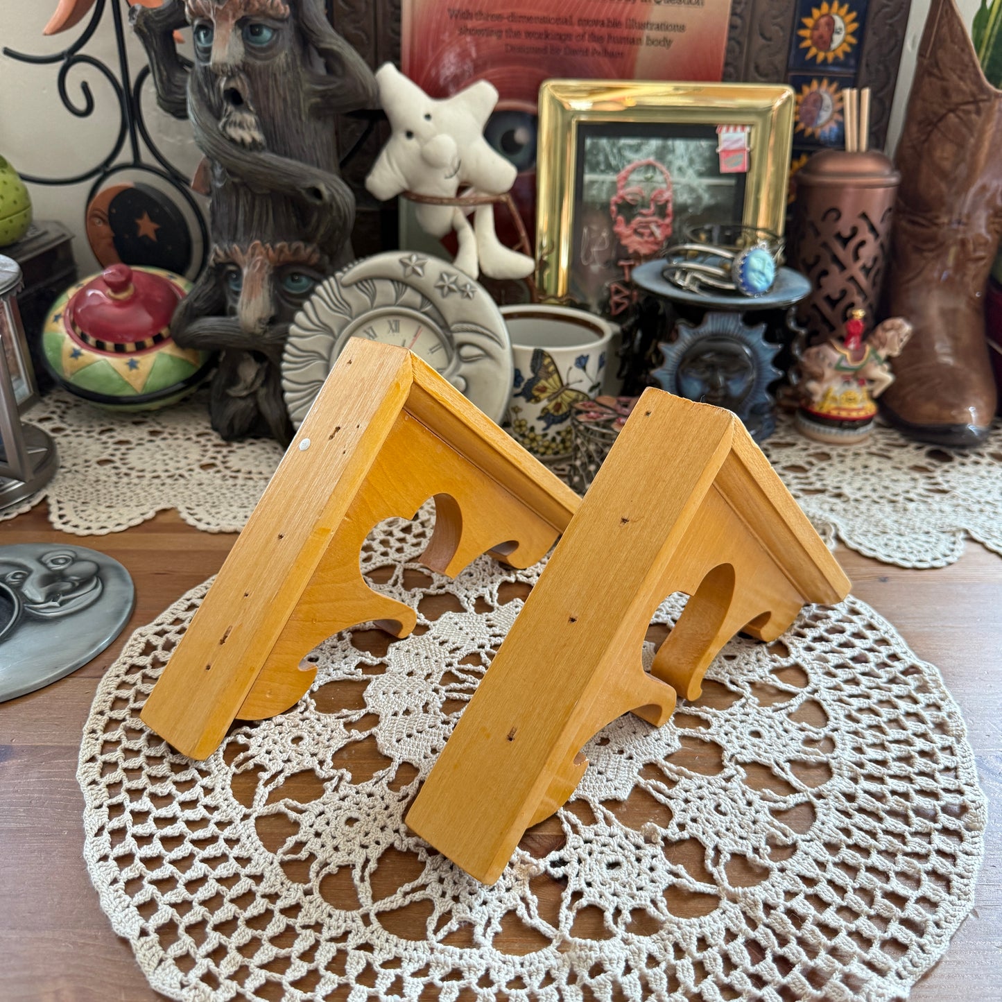unique vintage whimsical heart wood shelf brackets