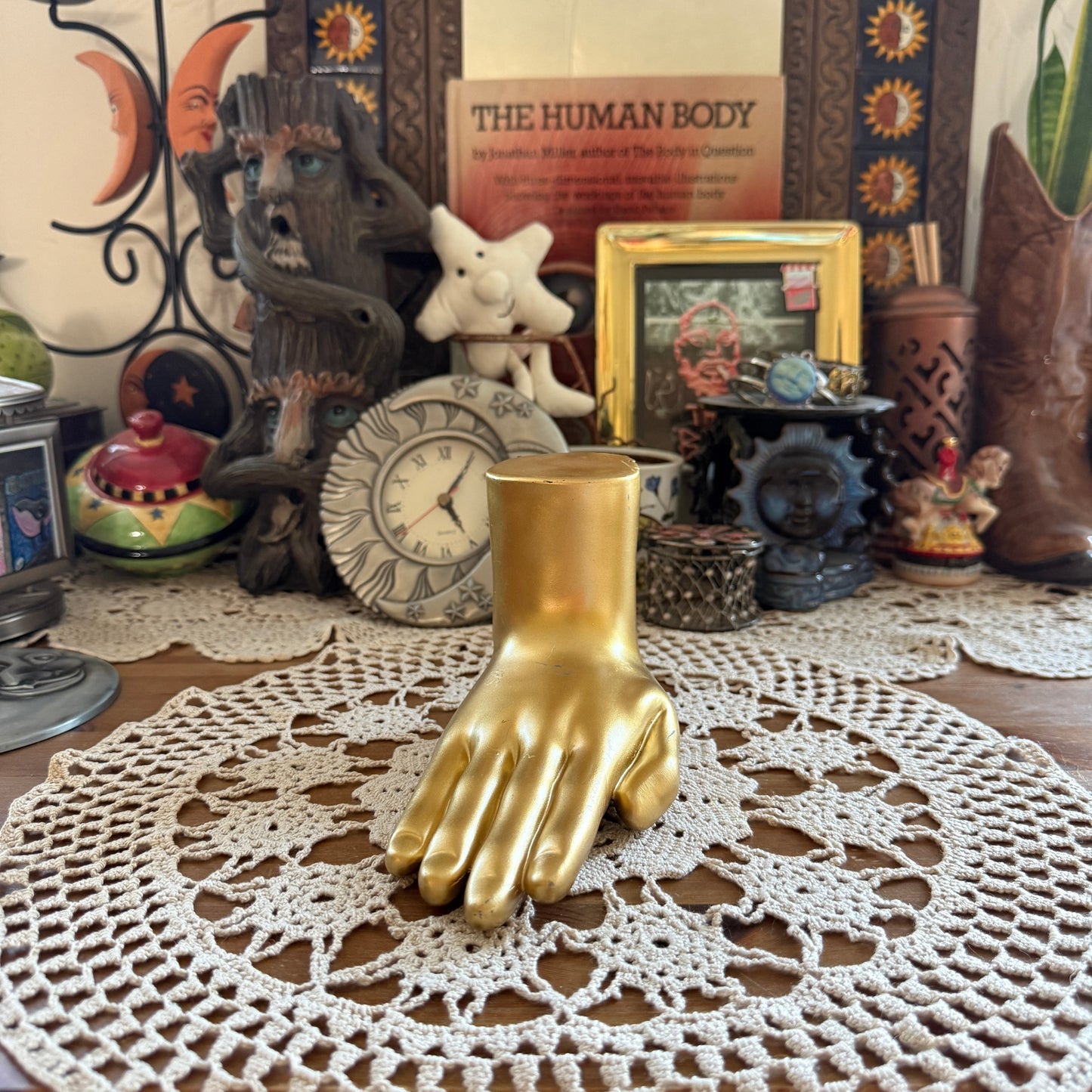 unique handmade vintage whimsical hand bookend jewelry holder collectable