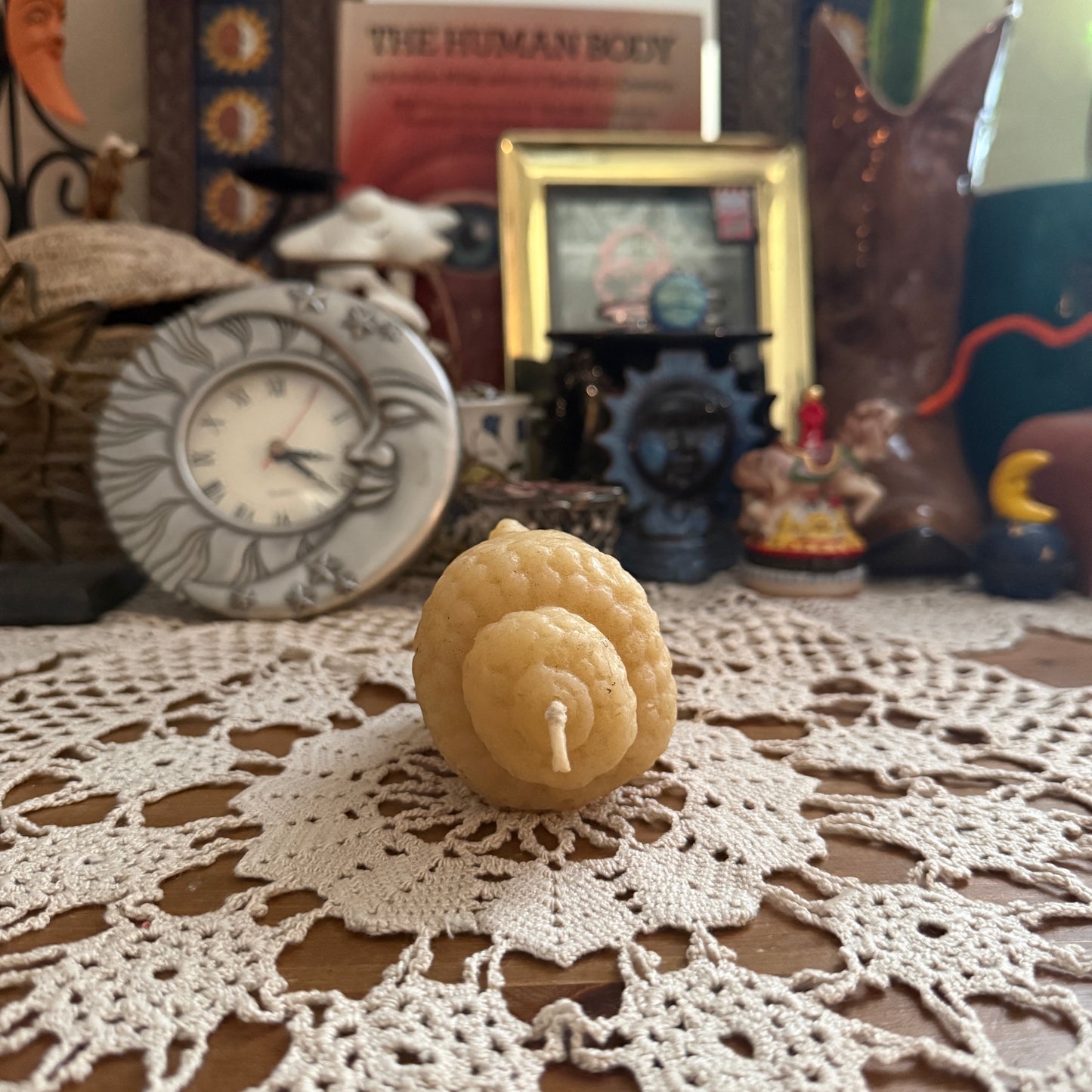 unique vintage whimsical folk art candle