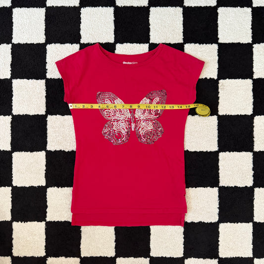 unique vintage whimsy 90s y2k butterfly sequin baby tee