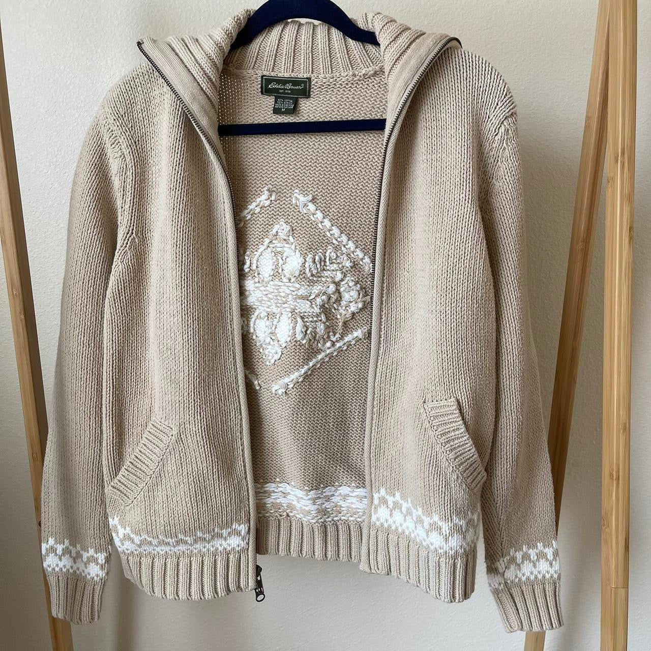 eddie bauer double zip knit sweater