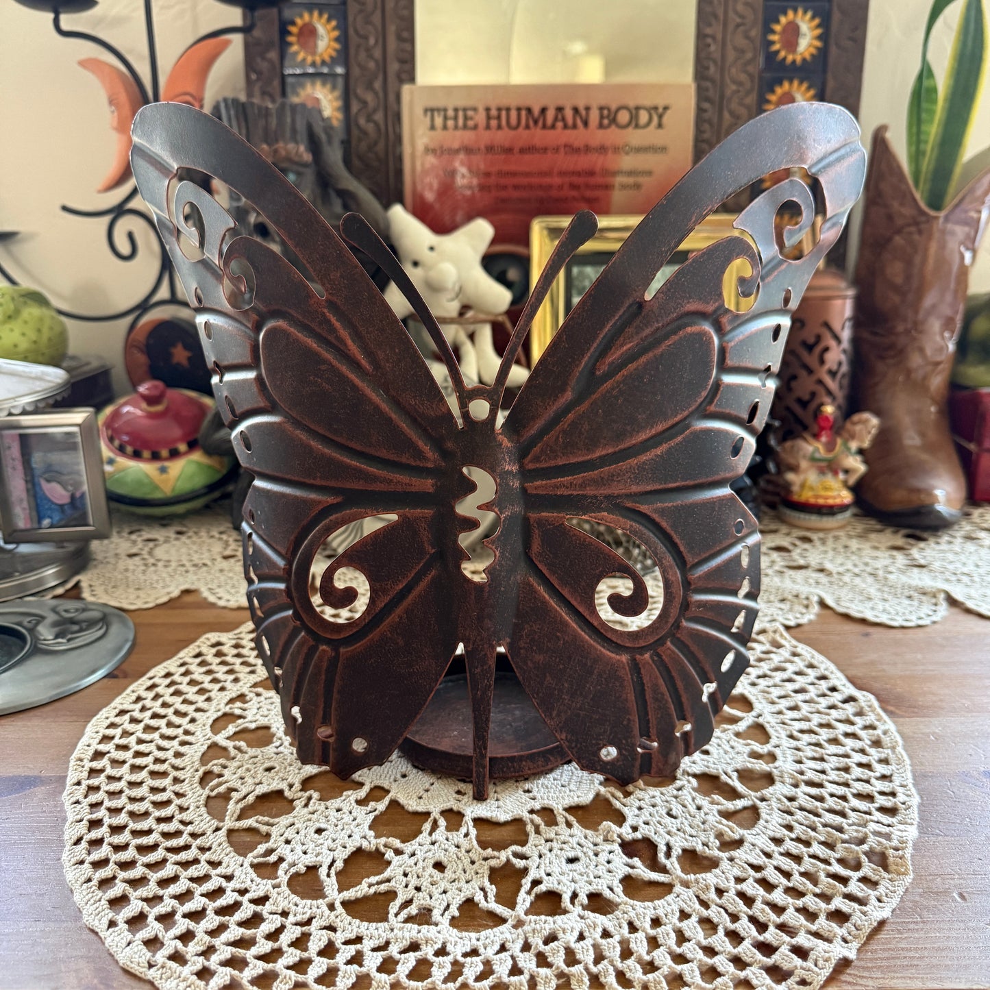 unique vintage whimsical butterfly candle holder