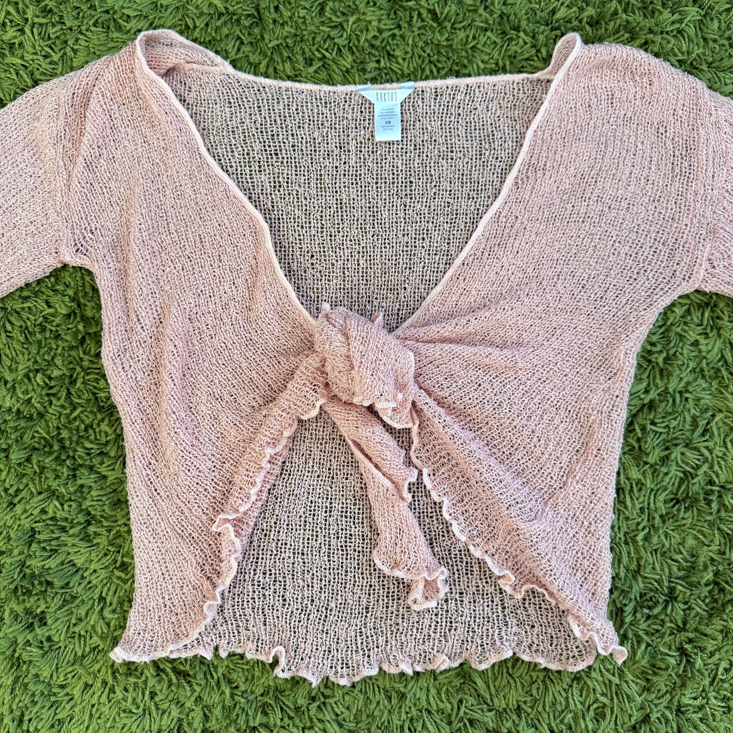 vintage whimsy 90s y2k knit cardigan tie top