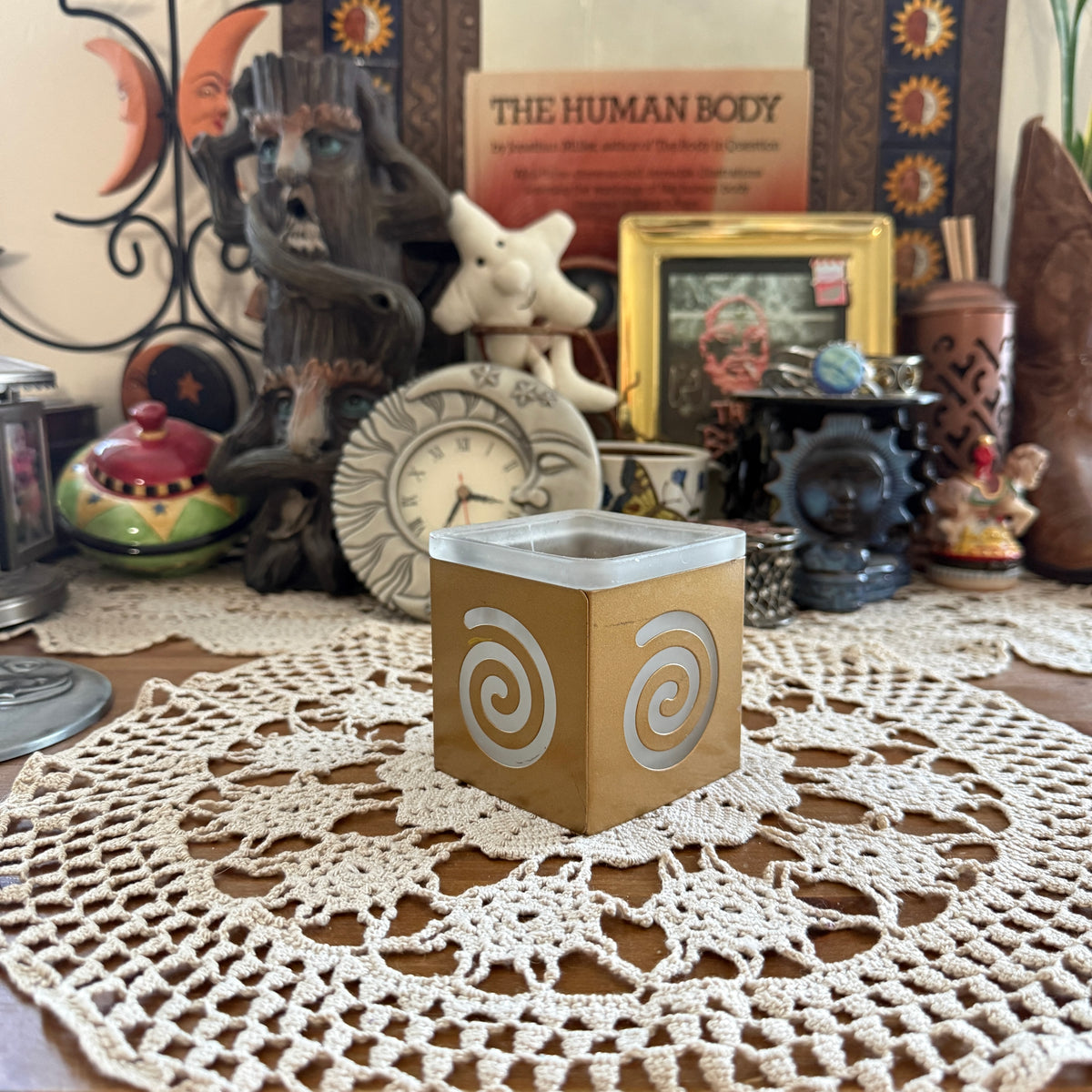 unique vintage whimsical celestial spiral candle holder