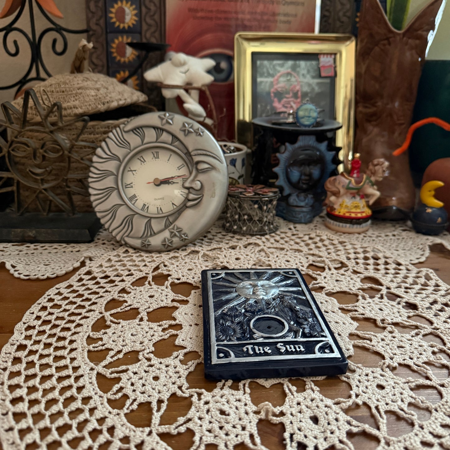 unique vintage whimsical celestial incense holder