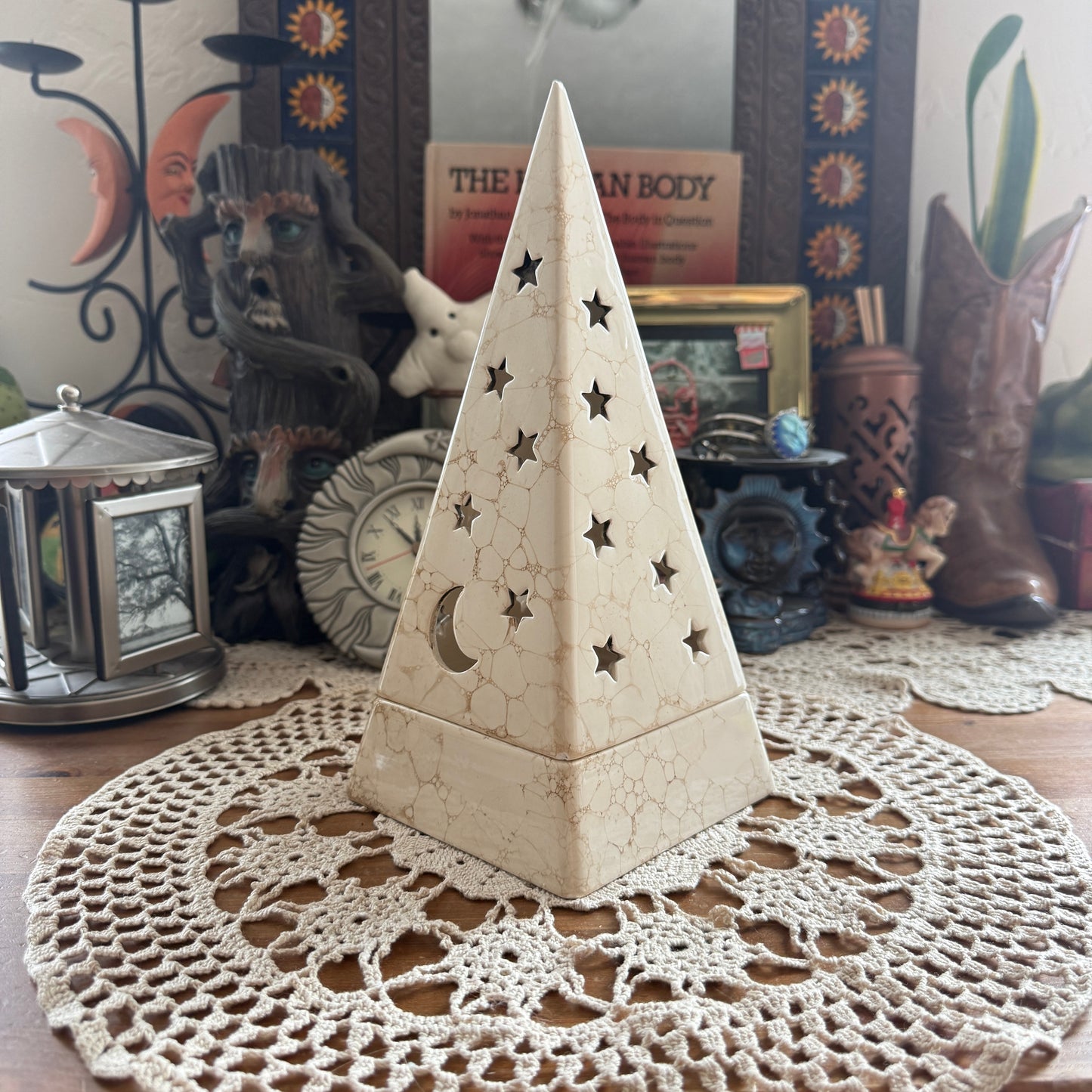 unique vintage whimsical celestial moon stars candle holder
