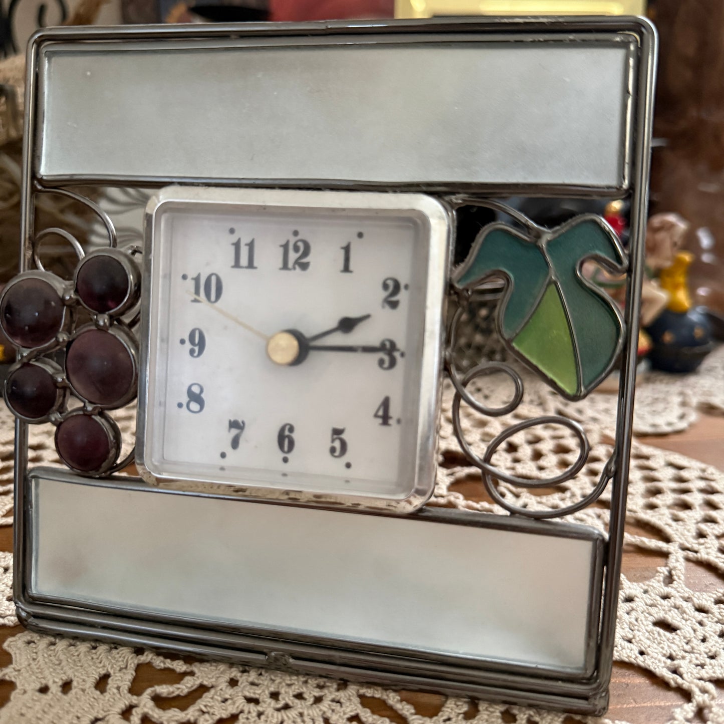 unique vintage whimsical stained glass clock