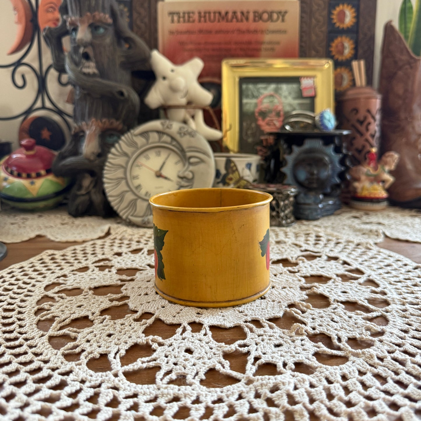 unique vintage whimsical strawberry folk art cup collectible