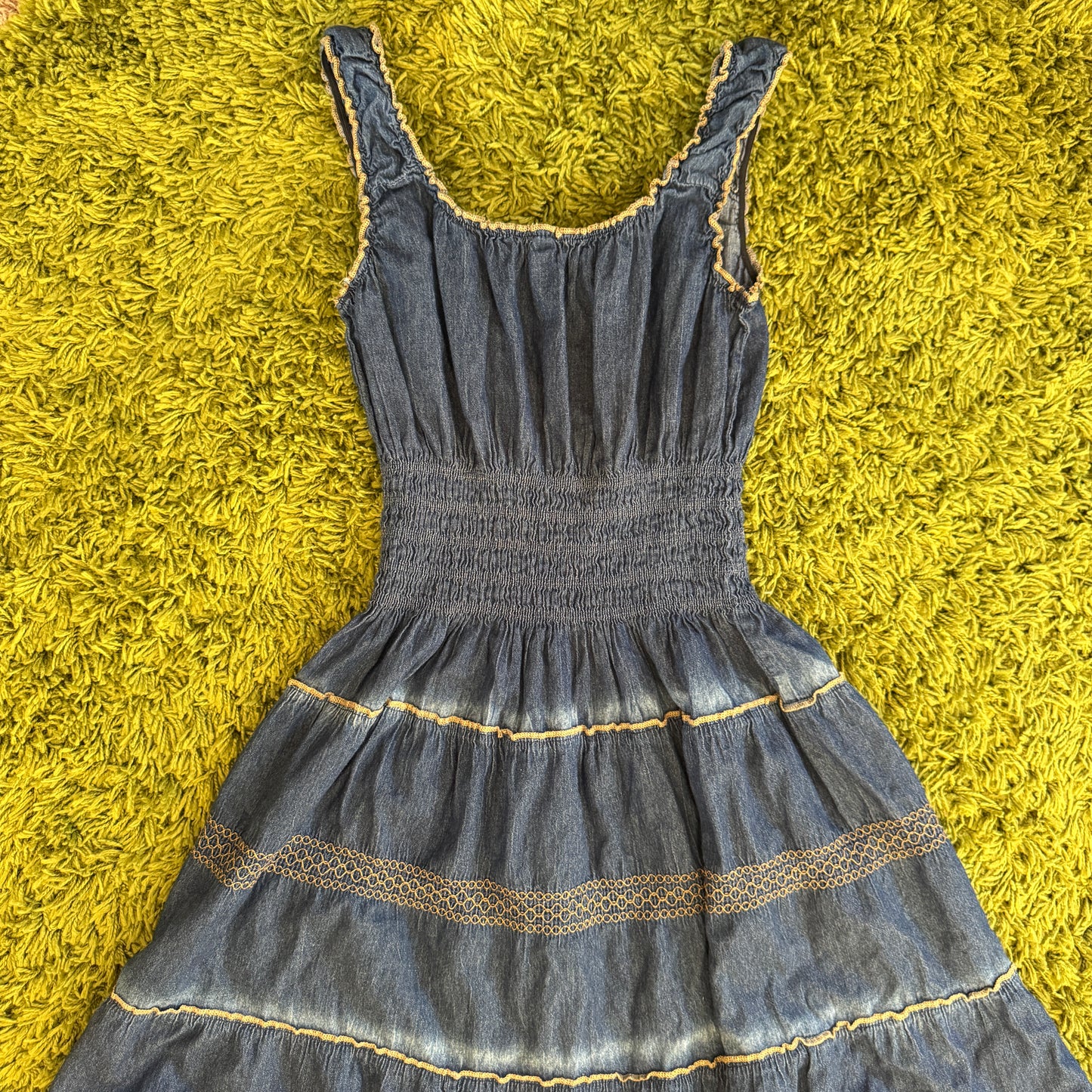 unique vintage whimsy 90s y2k denim maxi dress